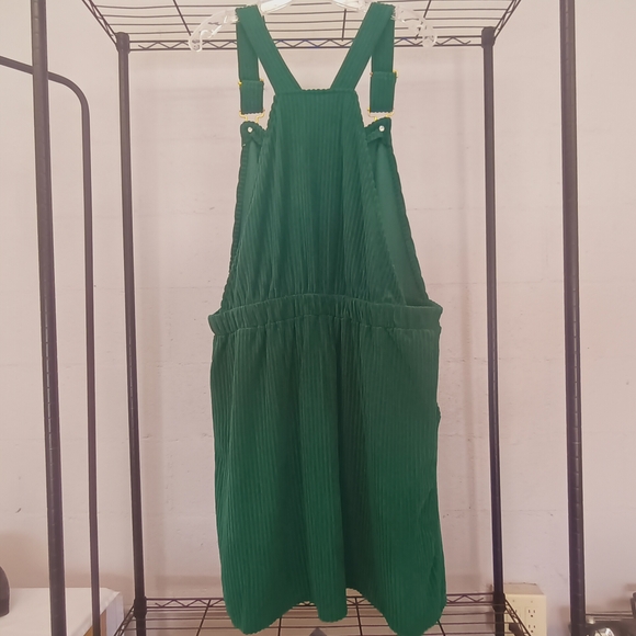 Green Corduroy Pinafore Dress - Picture 3 of 4